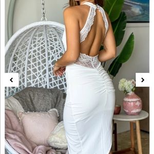 Saved By The Dress Ivory Halter Neck Midi Dress